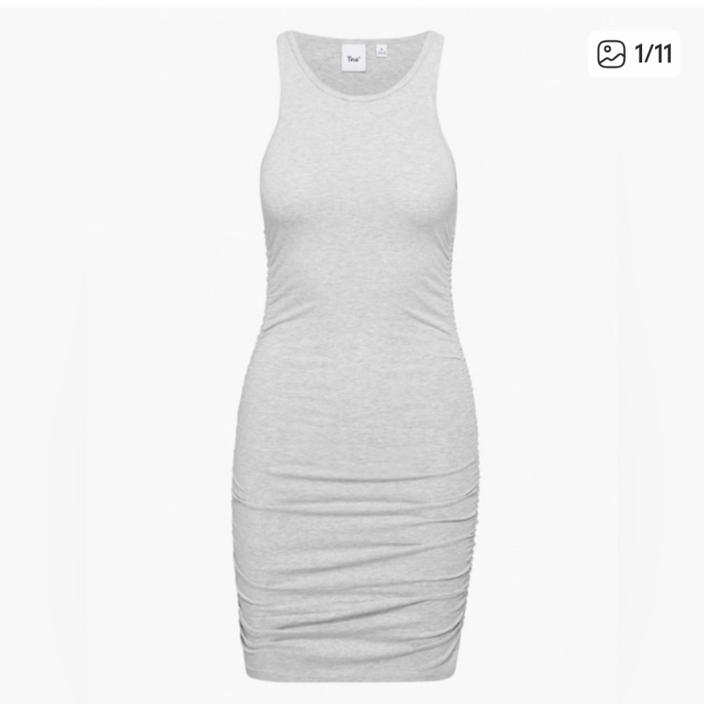 Aritzia TNA Gray Chill Malibu Ruched Side Tank Dress